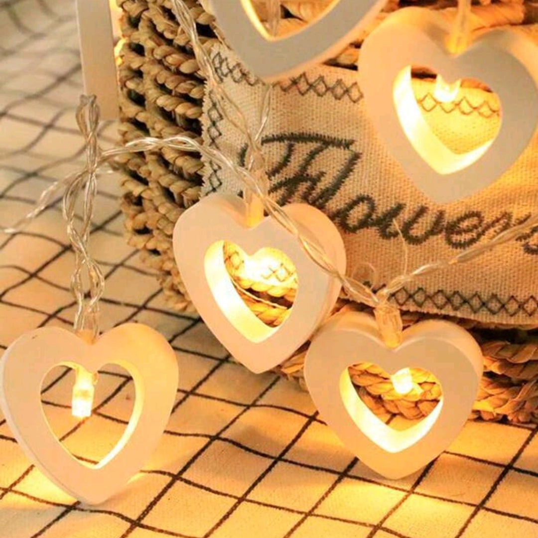 Wooden Heart Shaped Battery Operated Led String Light