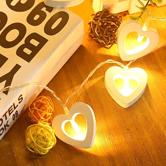 Wooden Heart Shaped Battery Operated Led String Light