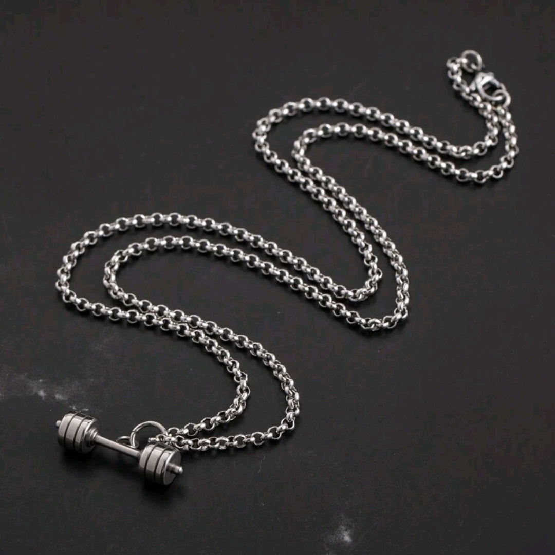 Sporty Stainless Steel Dumbbell Necklace