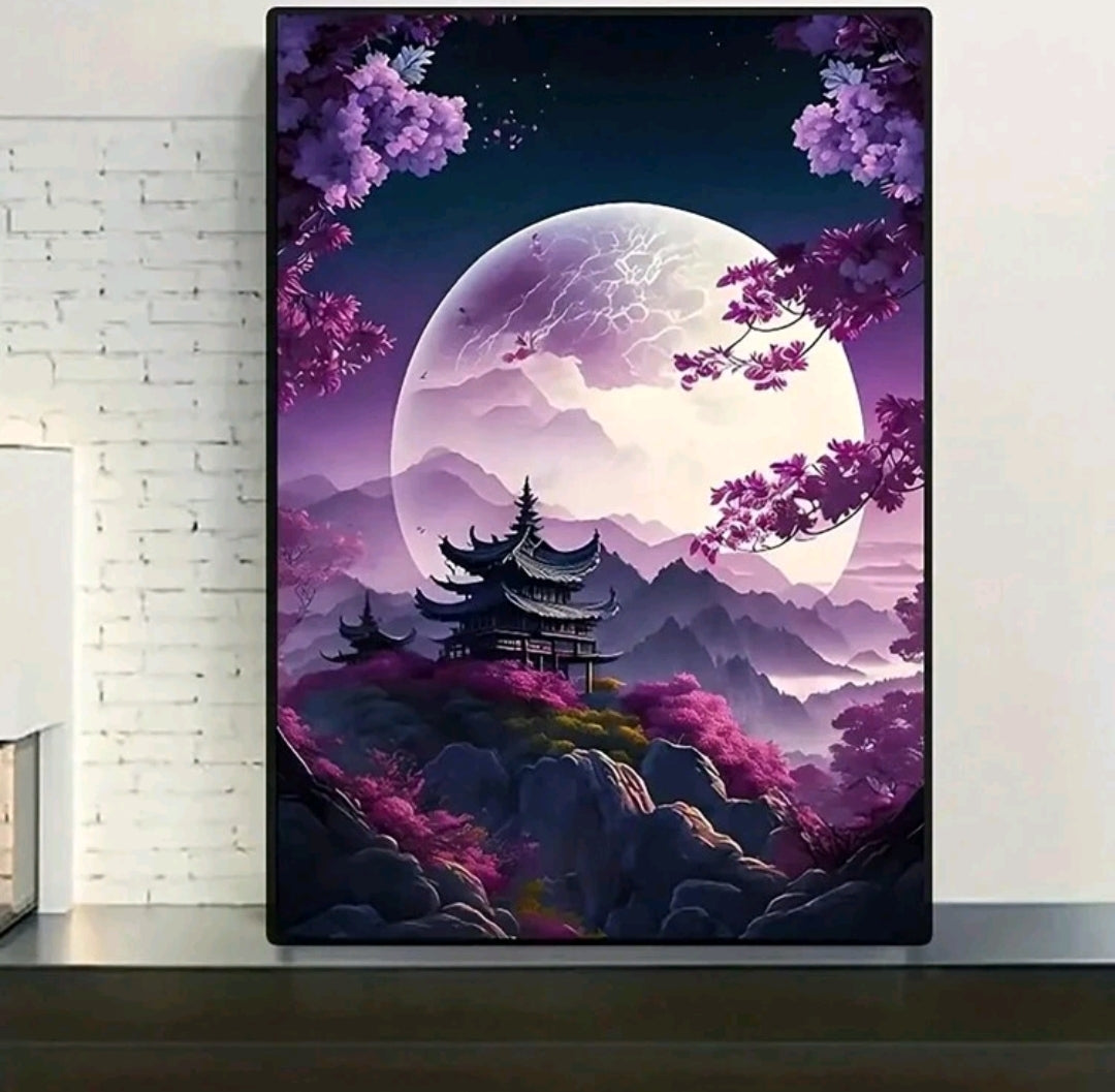 Cherry Blossom Landscape Art Canvas Poster, No Frame