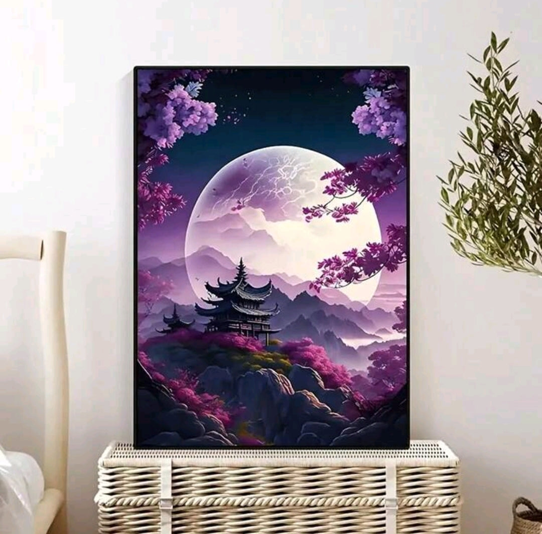 Cherry Blossom Landscape Art Canvas Poster, No Frame