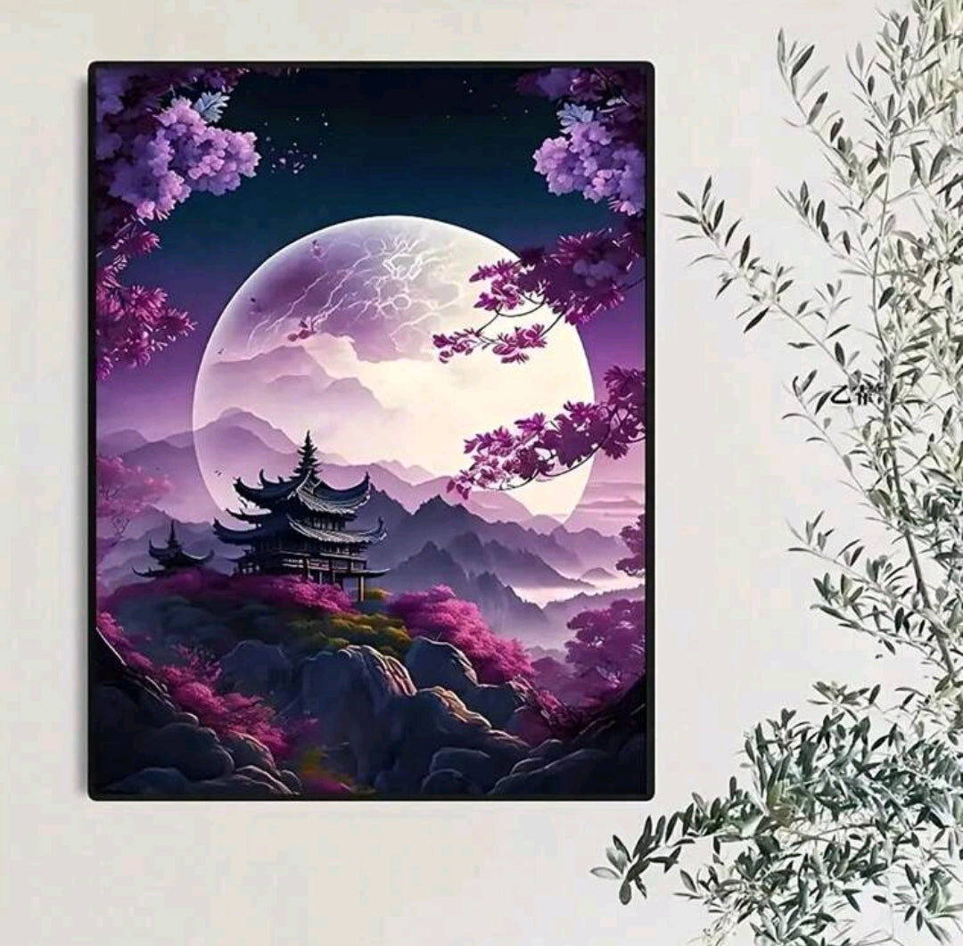 Cherry Blossom Landscape Art Canvas Poster, No Frame