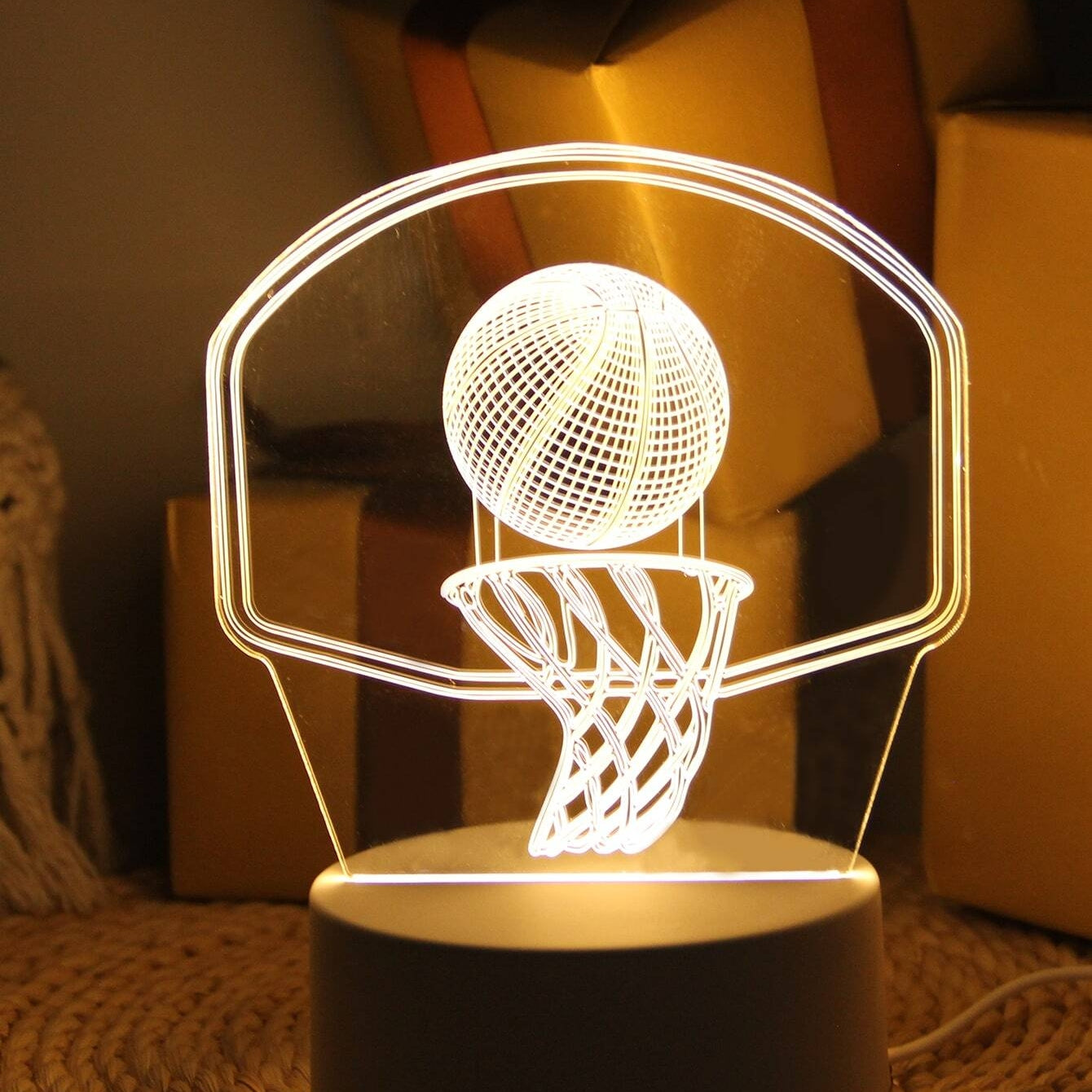 3D Basketball And Hoop-shaped Creative Led Night Light