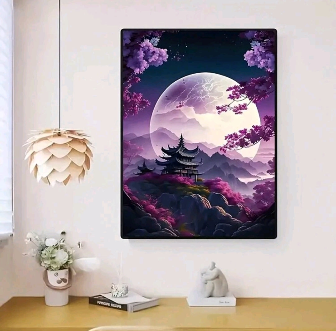 Cherry Blossom Landscape Art Canvas Poster, No Frame