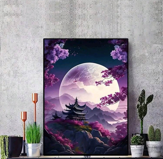 Cherry Blossom Landscape Art Canvas Poster, No Frame