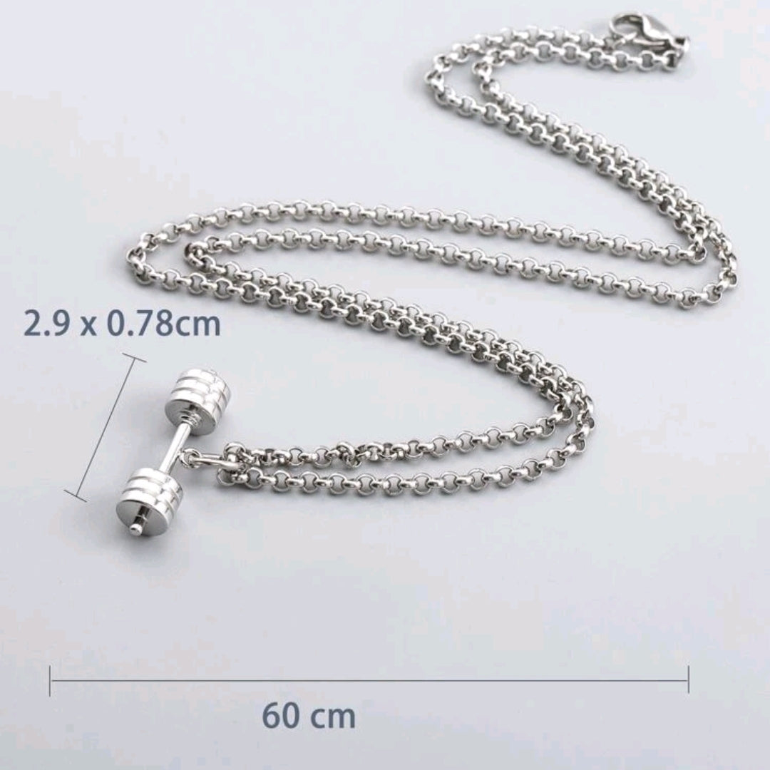 Sporty Stainless Steel Dumbbell Necklace