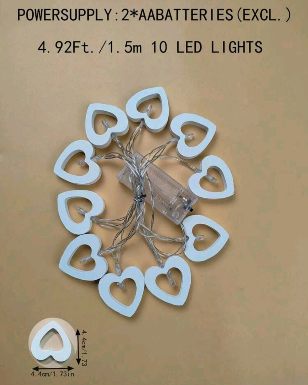 Wooden Heart Shaped Battery Operated Led String Light