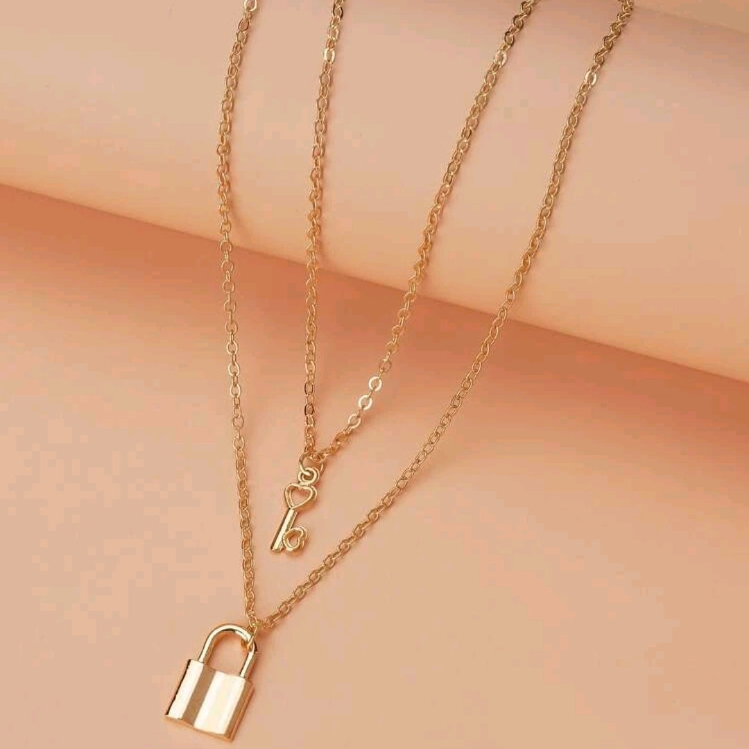 2pcs Lock Charm Necklace