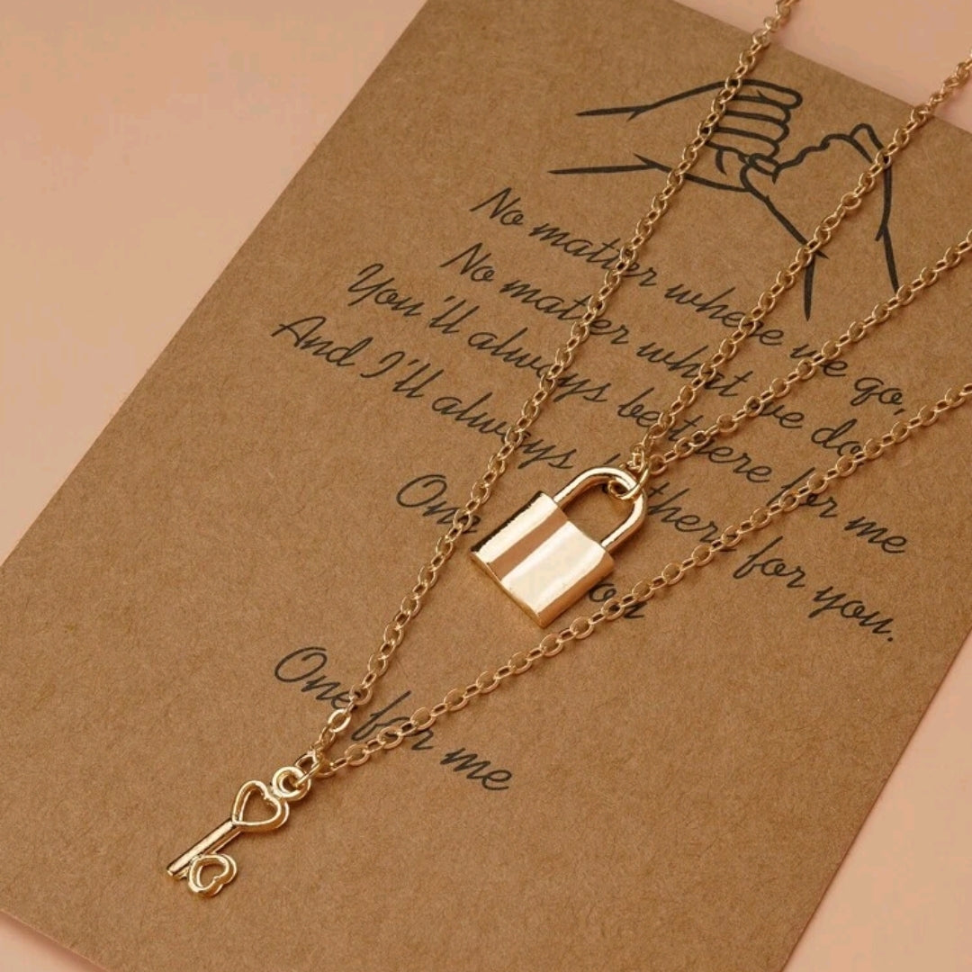 2pcs Lock Charm Necklace