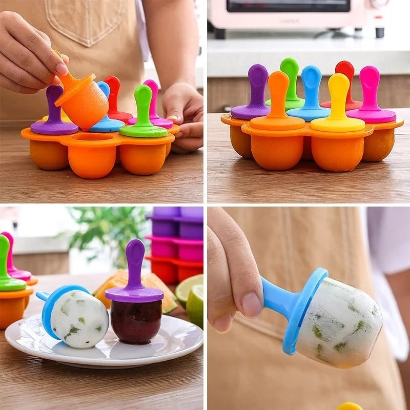 7 Cavity Silicone Mini Ice Popsicle Mold