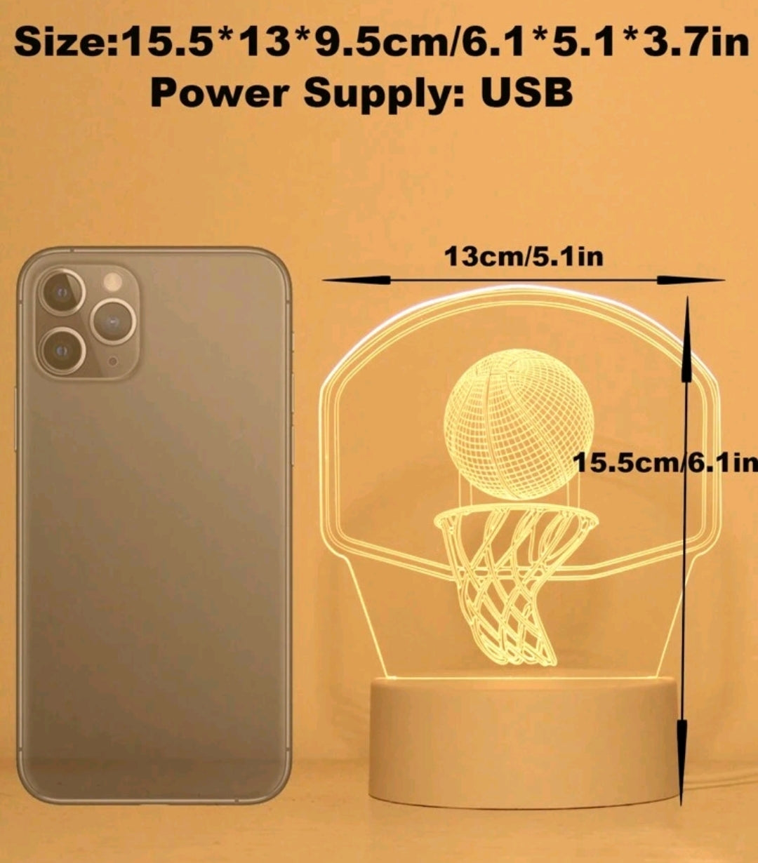 3D Basketball And Hoop-shaped Creative Led Night Light