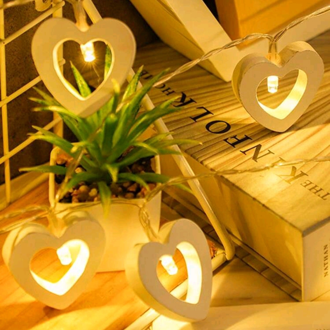 Wooden Heart Shaped Battery Operated Led String Light